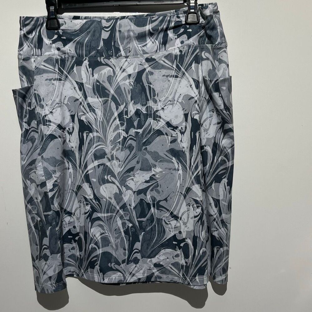 Reel Legends‎ Cabana Skirt Gray White Marble Swirl Print Active Pockets Medium